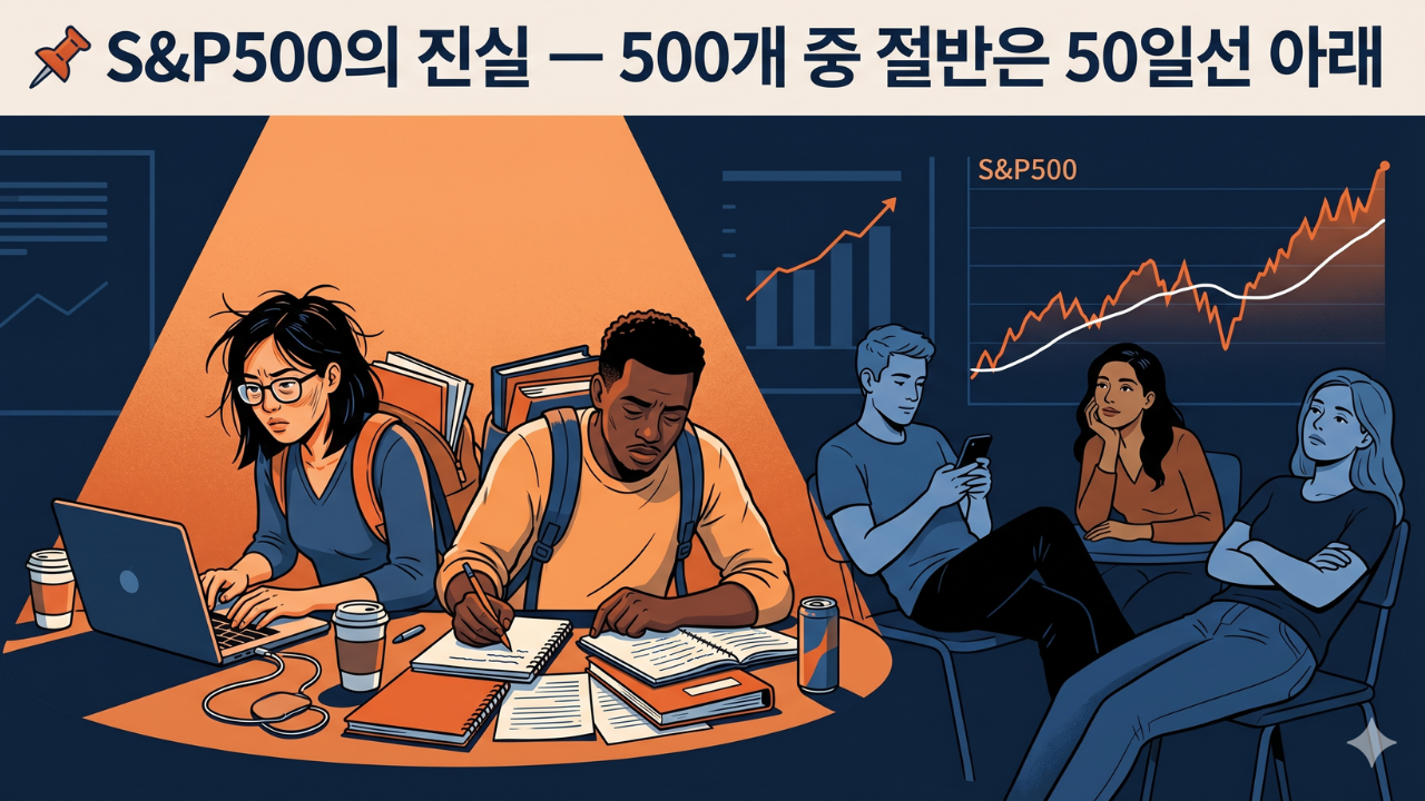 소수 AI 기술주가 S&P500 전체를 하드캐리하는 시장 구조 설명