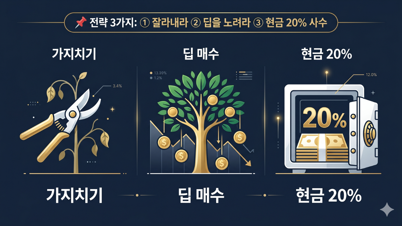 미국 주식 투자 전략 3가지 가지치기 딥 매수 현금 20% 사수