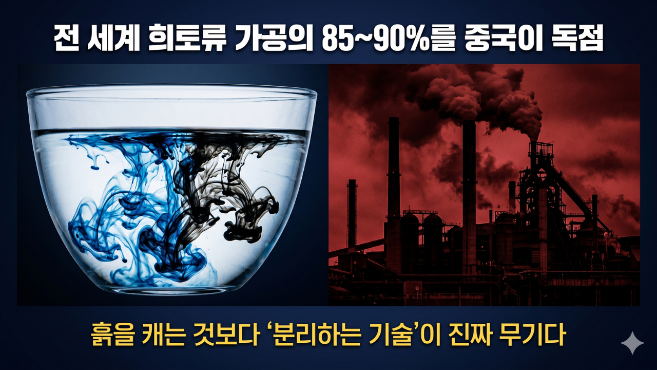 전 세계 희토류 가공의 85~90%를 중국이 독점