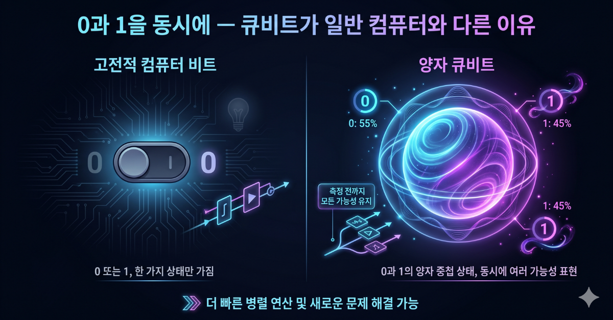 큐비트 원리 — 0과 1을 동시에 처리하는 양자 중첩