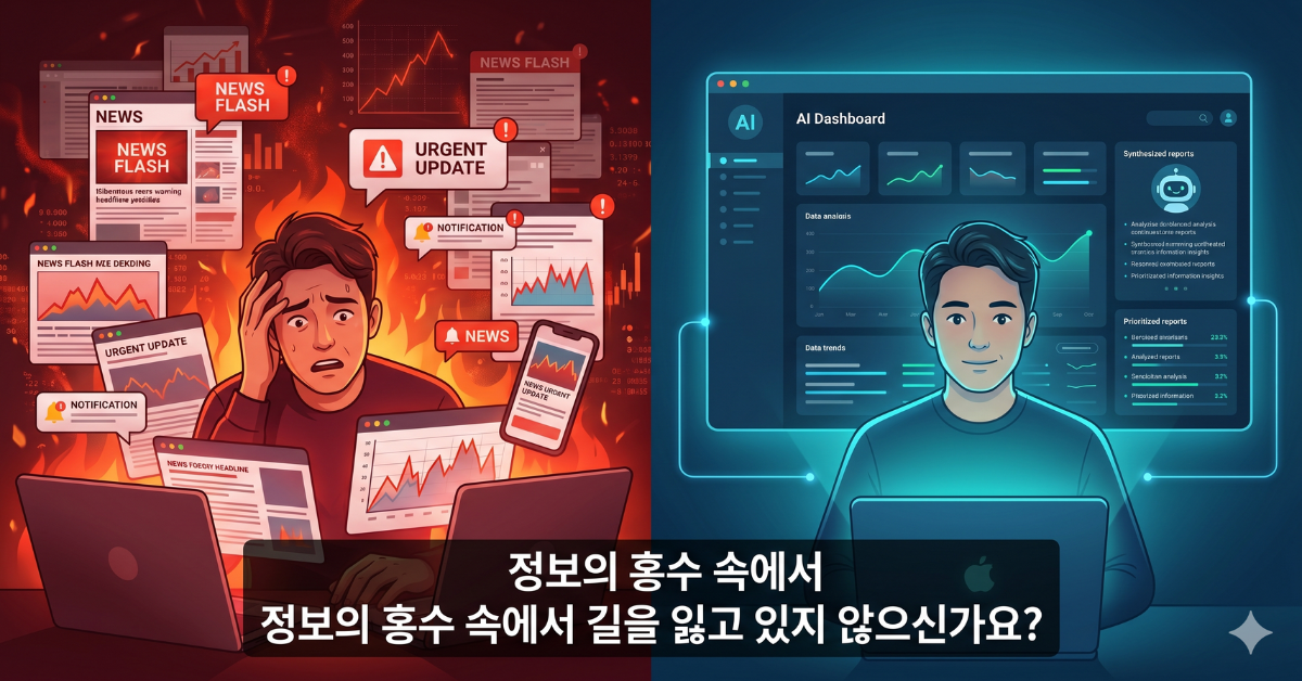 정보 과잉 vs AI 맞춤 투자 - 혼란과 명료함의 대비