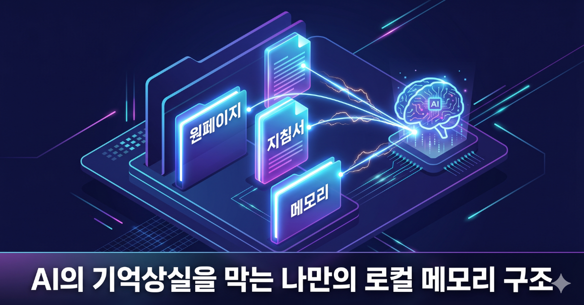 AI 로컬 메모리 3파일 구조 - 원페이지, 지침서, 메모리 파일