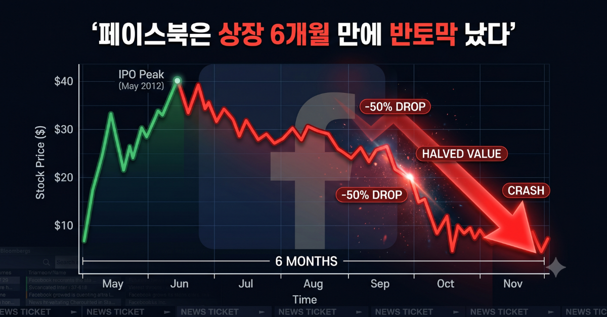 페이스북 IPO 교훈 - 상장 6개월 반토막