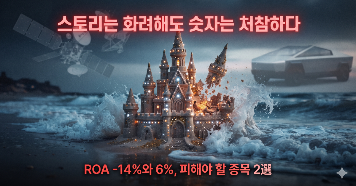 스토리는 화려해도 숫자는 처참하다, ROA 마이너스 14%와 6%, 피해야 할 종목 2선