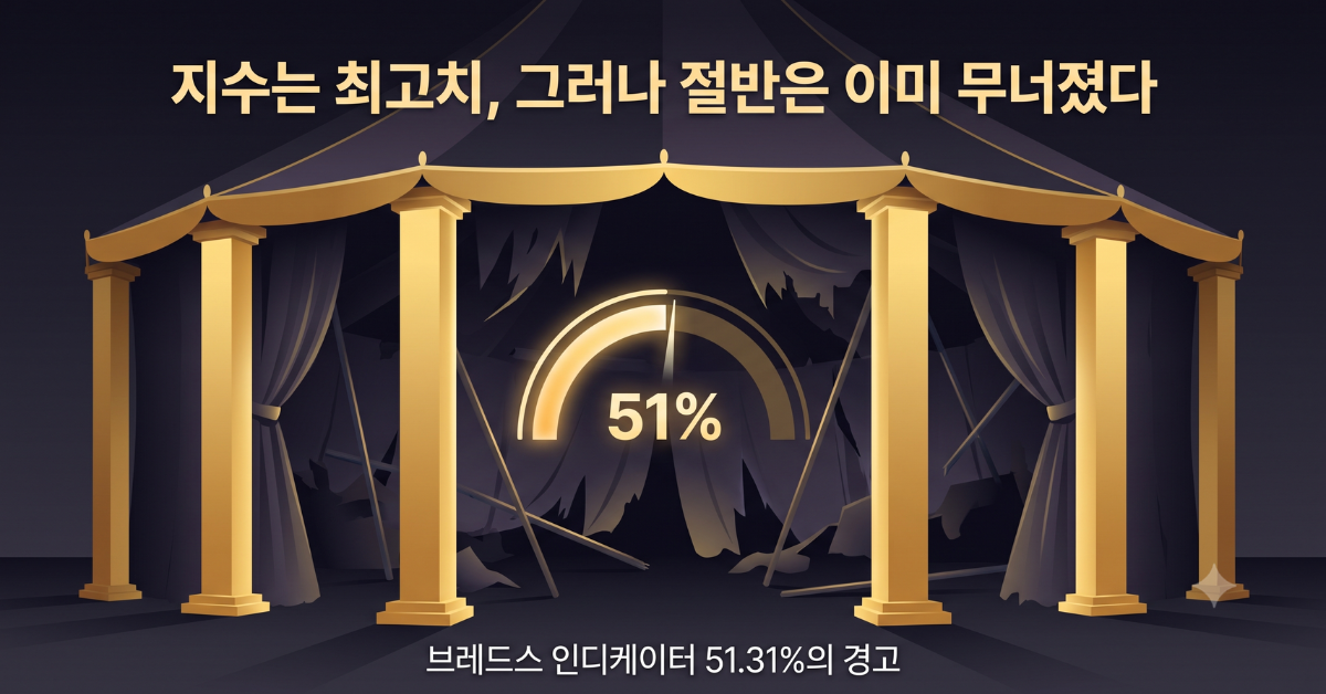 지수는 최고치, 그러나 절반은 이미 무너졌다