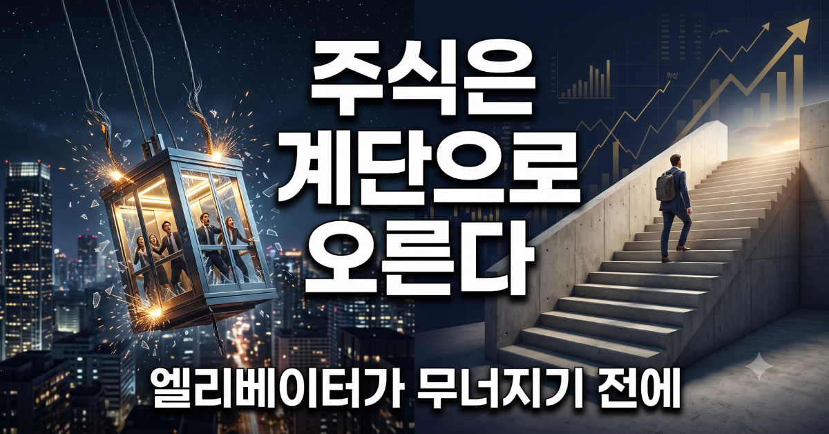 주식은 계단으로 오른다 - 엘리베이터와 계단 비유 이미지