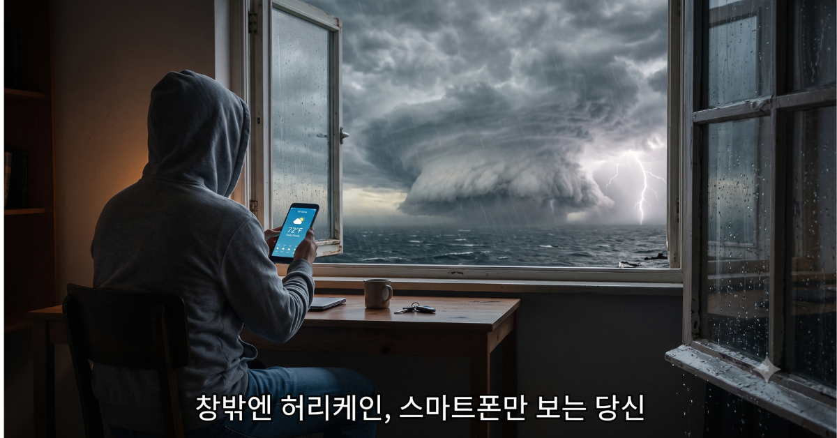 창밖엔 허리케인, 스마트폰만 보는 당신