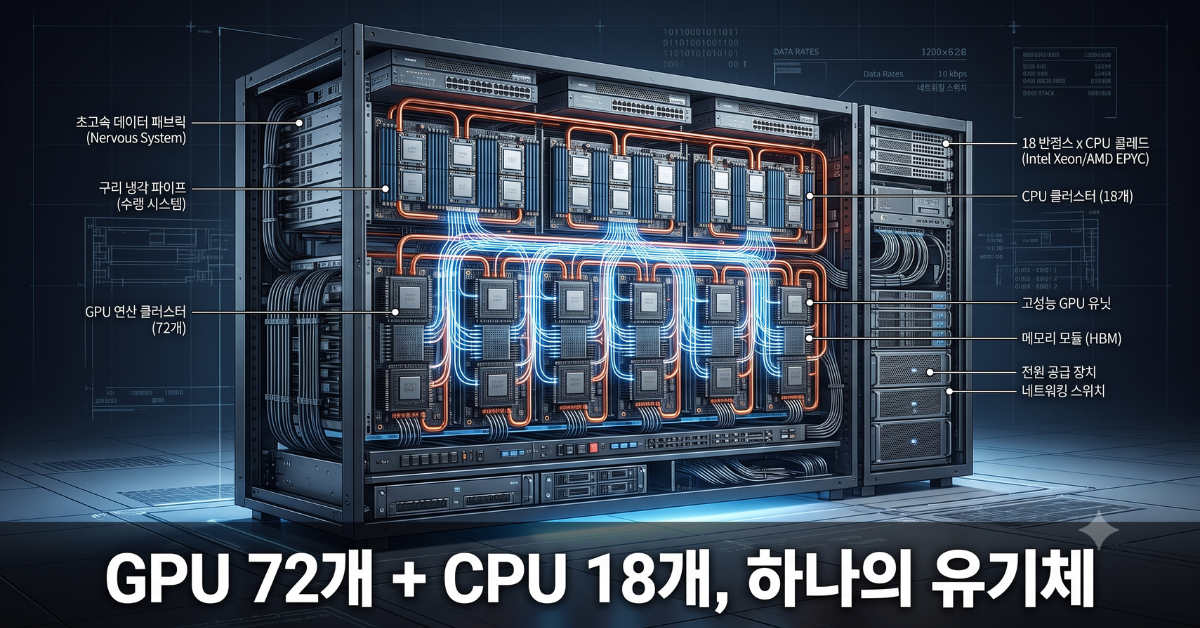 GPU 72개 CPU 18개 통합 랙 구조