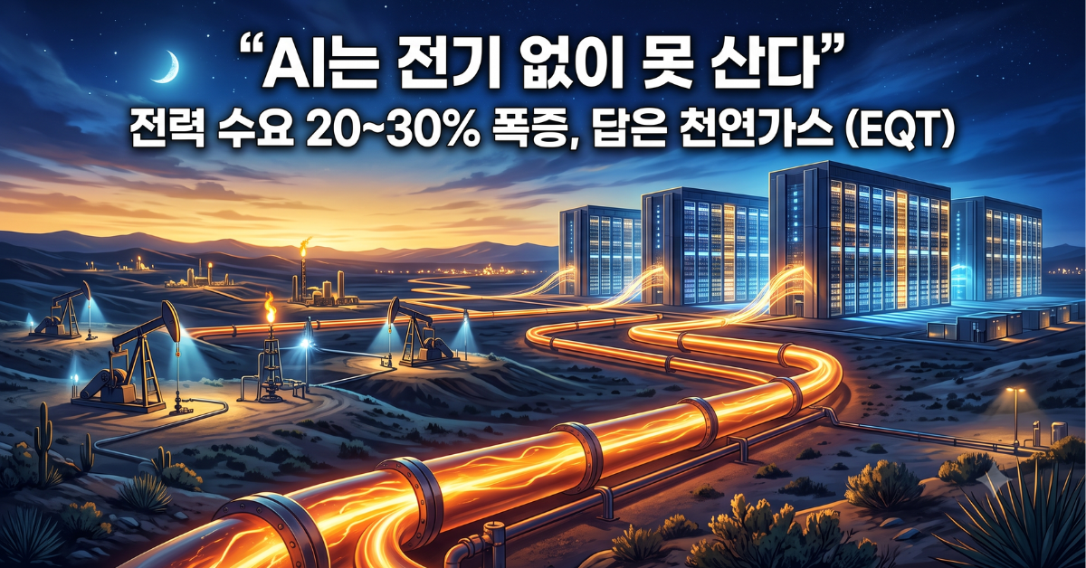 AI는 전기 없이 못 산다, 전력 수요 20에서 30퍼센트 폭증, 답은 천연가스 EQT
