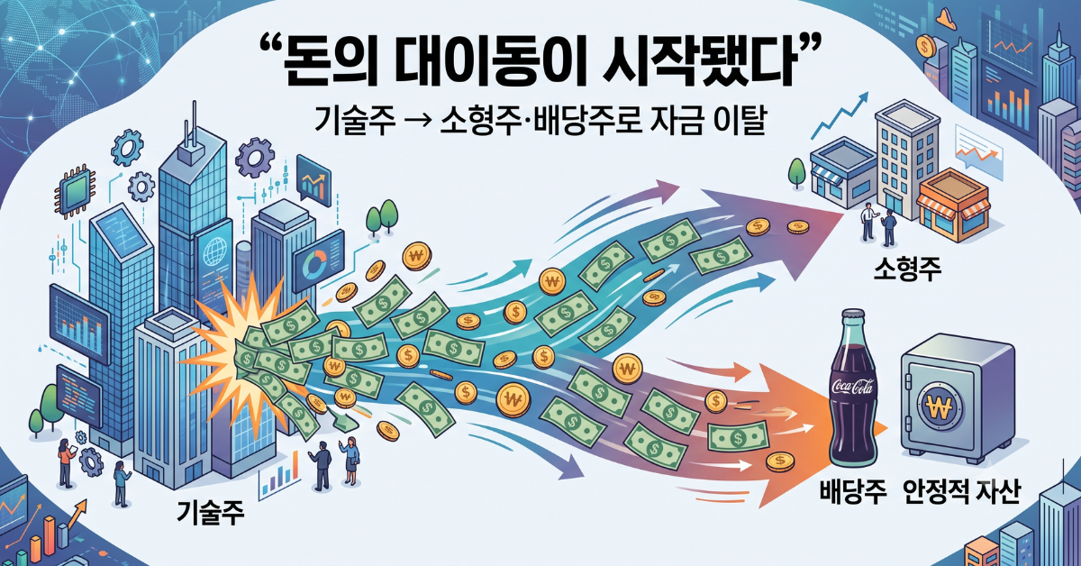 기술주에서 소형주 배당주로 자금 이동