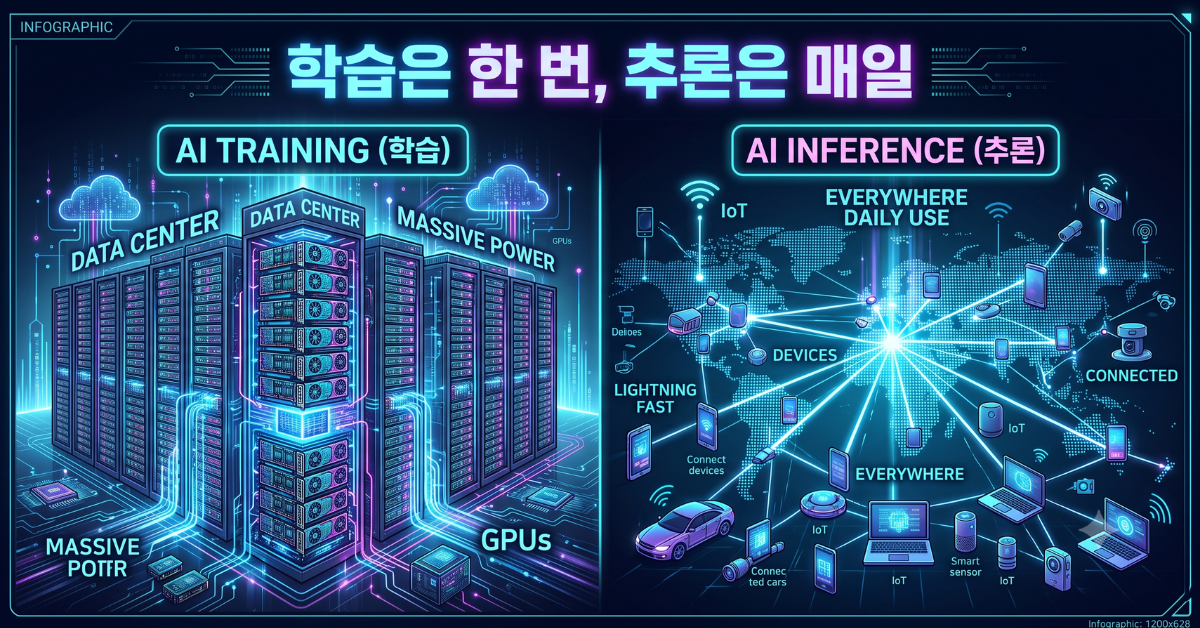 학습은 한 번 추론은 매일 AI 컴퓨팅 인프라 비교 이미지