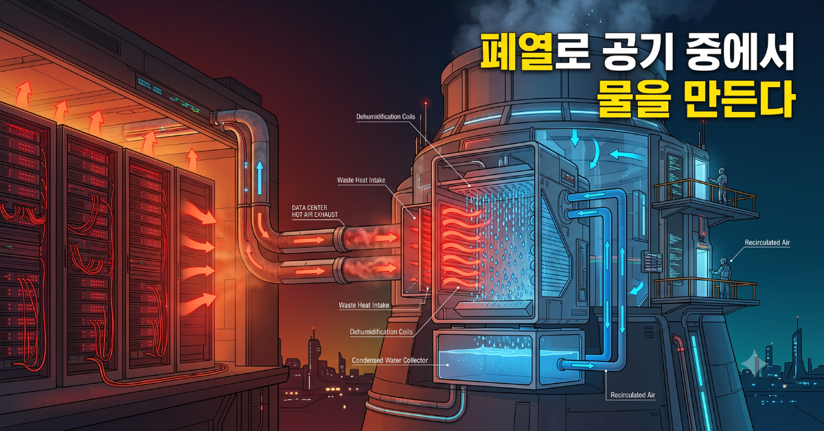 폐열로 공기 중에서 물을 만드는 데이터센터 냉각 기술 이미지