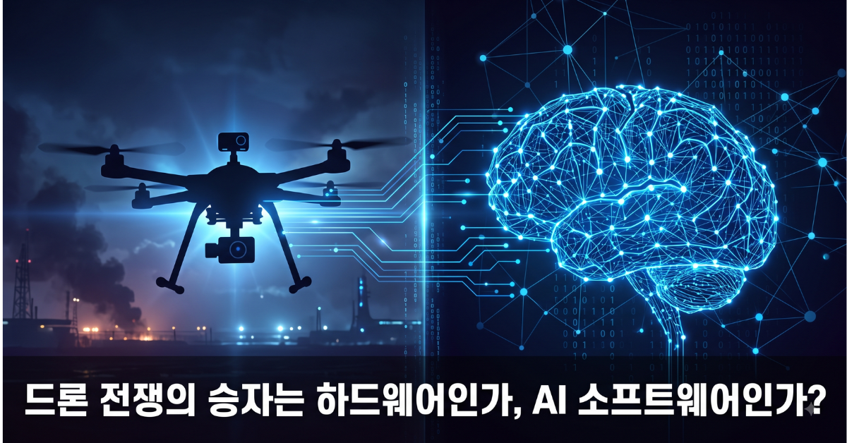 드론 하드웨어와 AI 소프트웨어를 표현한 이미지