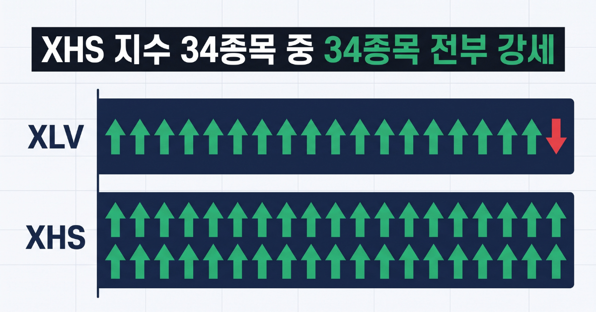 XHS 지수 34종목 중 34종목 전부 강세