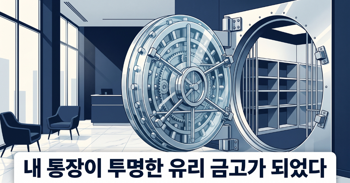 SSI 계좌조회 AFI 제도, 투명한 유리 금고가 된 은행 계좌를 상징하는 이미지