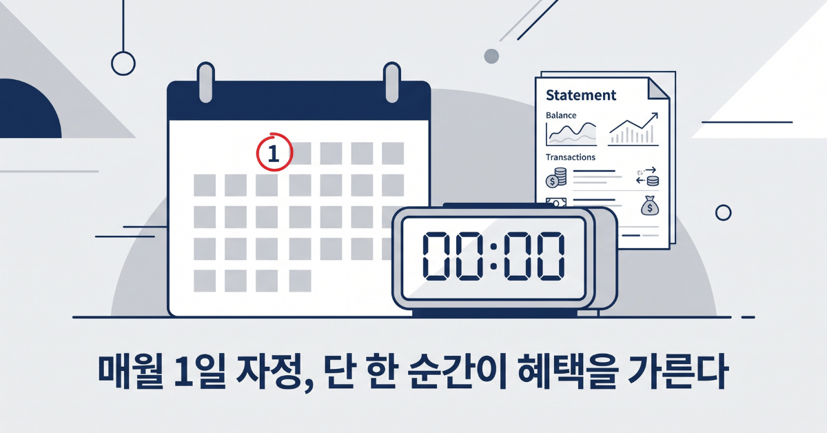 매월 1일 자정 시점의 잔고를 확인하는 개념 이미지