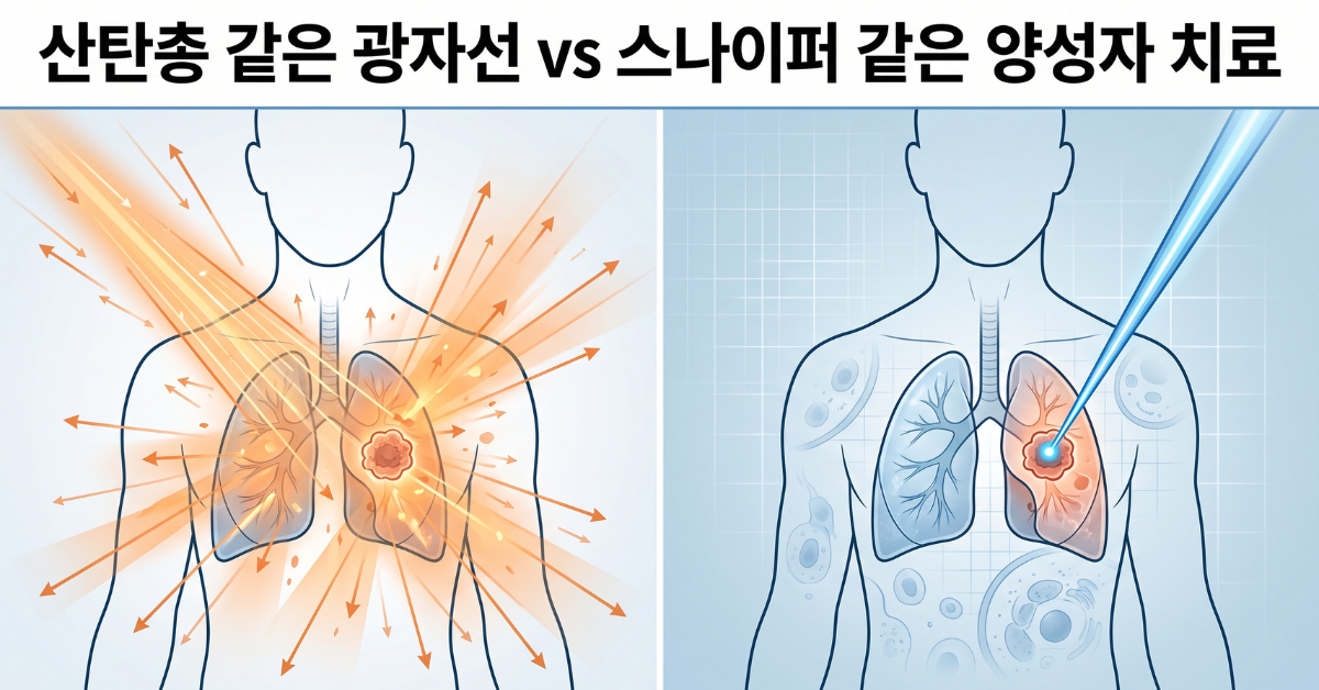 산탄총 같은 광자선 치료 vs 스나이퍼 같은 양성자 치료 비교