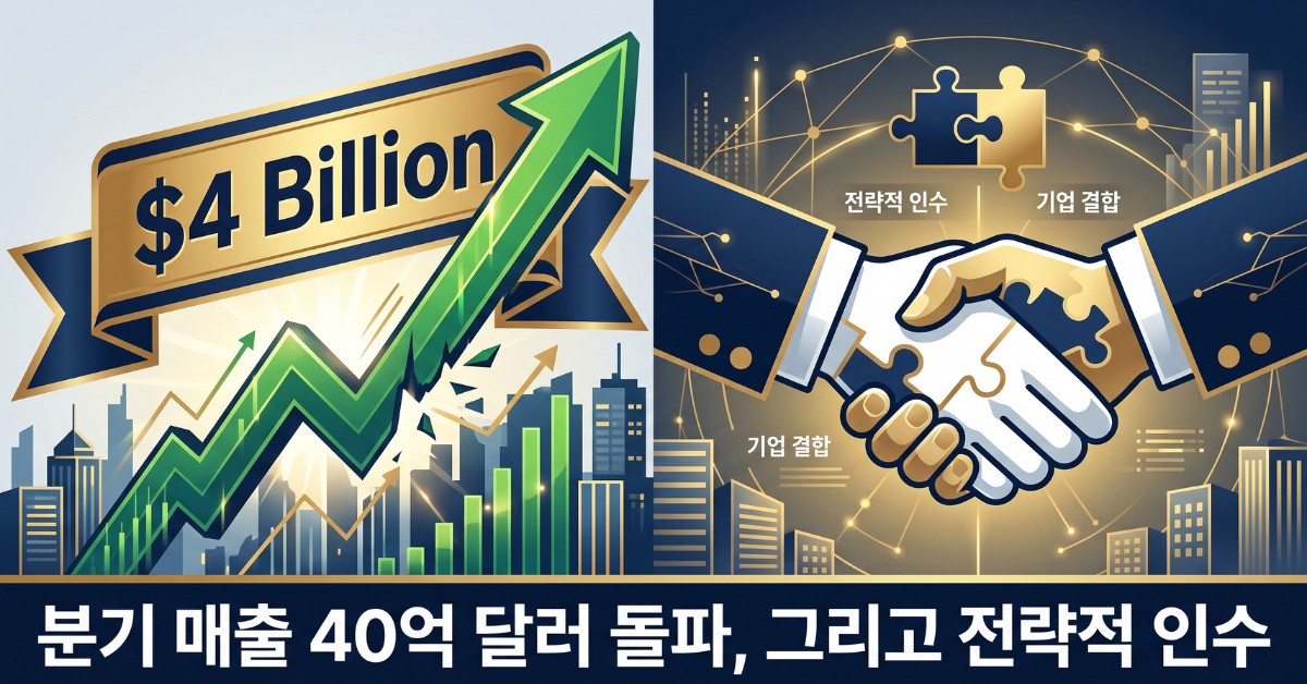 분기 매출 40억 달러 돌파, 그리고 전략적 인수