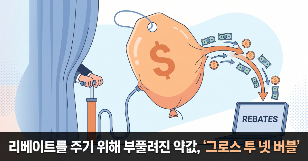 리베이트를 주기 위해 부풀려진 약값 그로스 투 넷 버블
