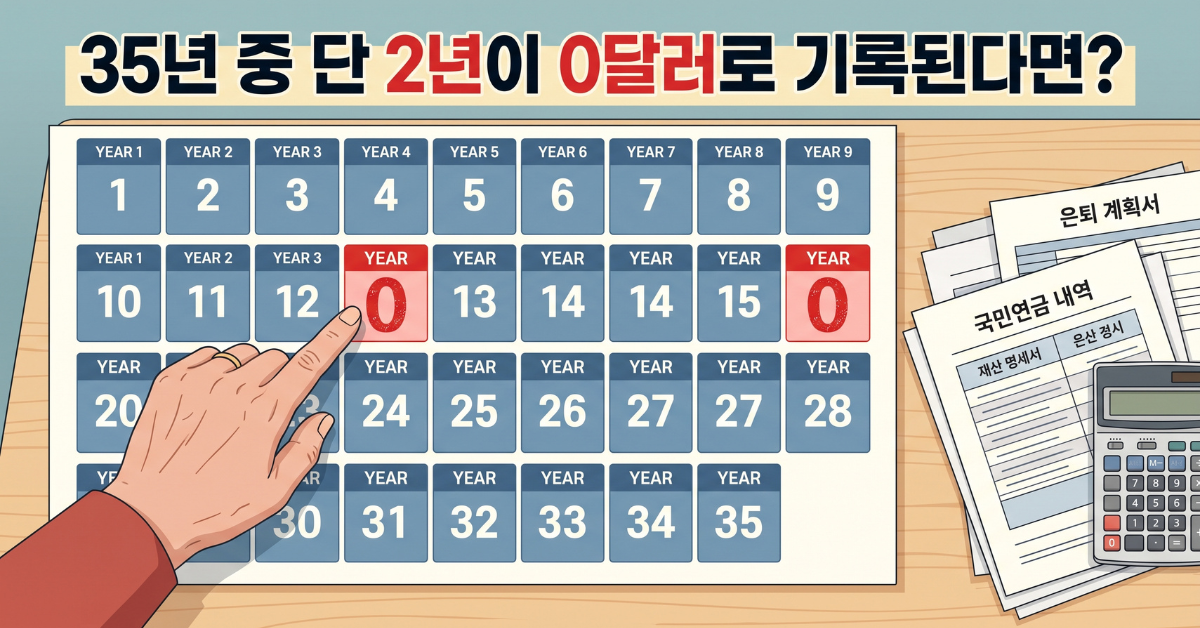 사회보장연금 재산정 - 35년 소득 기록 중 빈 연도